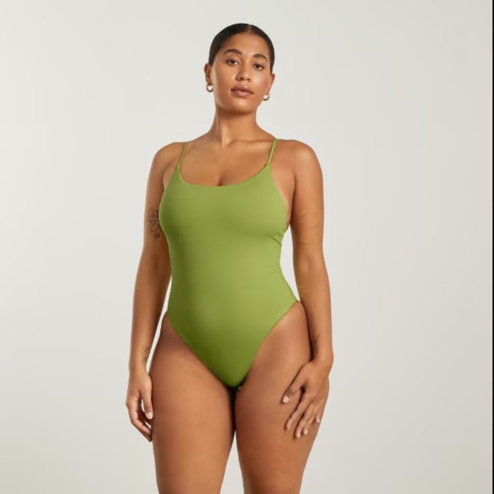 NWT Everlane String One-Piece Swimsuit Pepper/Green SZ L
